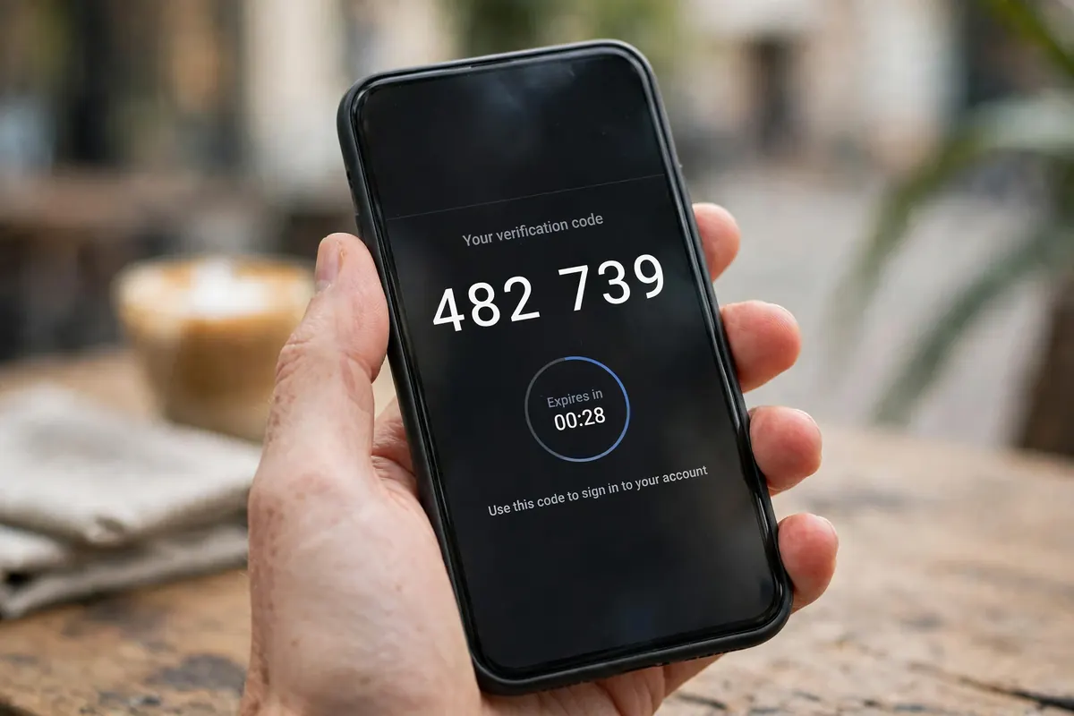 Two-factor authentication code on a phone