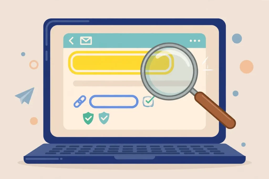 Checking a suspicious link with a magnifying glass