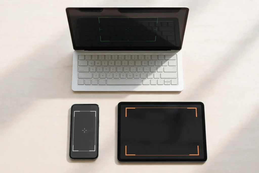 Smartphone, laptop and tablet for taking screenshots